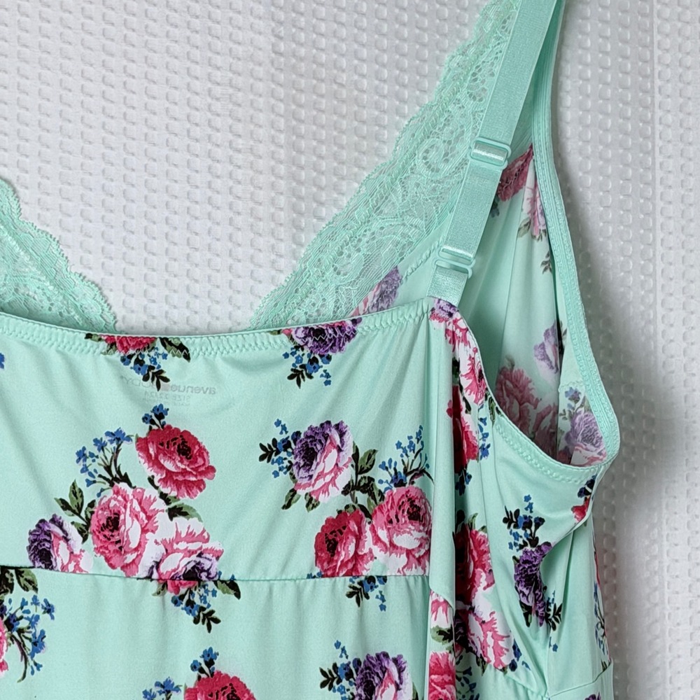 Avenue Body Chemise Women 22/24 Green Floral Lace Sleepwear Plus Size Romantic - Picture 9 of 11